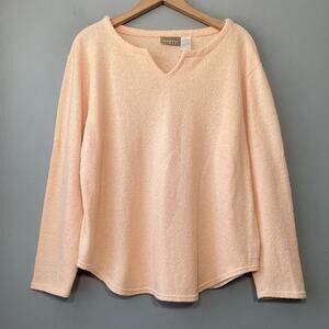 Vintage Lizwear Terry Top Size M Pastel Peach Lounge Athleisure Beach Casual